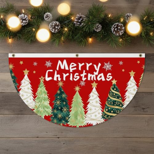 Colorful Christmas Tree Flag Set - 2.5 x 5 ft Holiday Banner with Carnival Design - Variation of Colorful-11