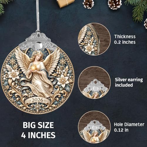 Devory 4-Inch Acrylic Christmas Angel Ornament - 2026 Winter Blessing Decoration