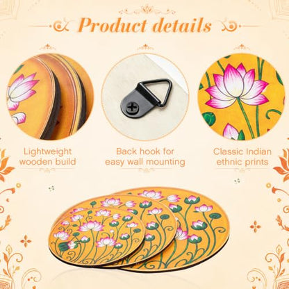 Indian Pichwai Wall Art Set - 18 Decorative Round Plates for Home & Diwali Decor - Variation of Pichwai
