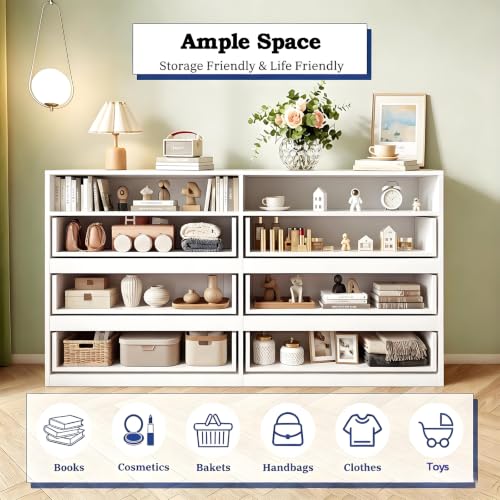 Premium 47" White Dresser with 6 Drawers, 2 Shelves & RGB Lights – Variation: White