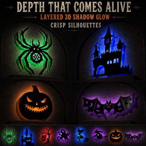 8 PCS Halloween LED Wall Lights - Bat Silhouette Decorations, Spooky Indoor Lighting