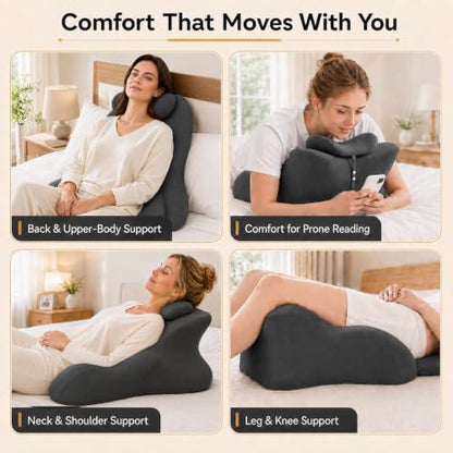 Oversized Memory Foam Wedge Pillow for Adults - Multi-Position Support, 27° Incline