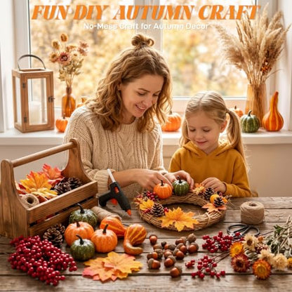 Autumn Artificial Pumpkins and Fall Decor Set for Thanksgiving and Harvest