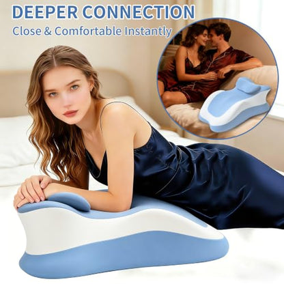 Blue Grey Ergonomic Support Pillow for Reading & Couples, Multi-Functional Body Wedge