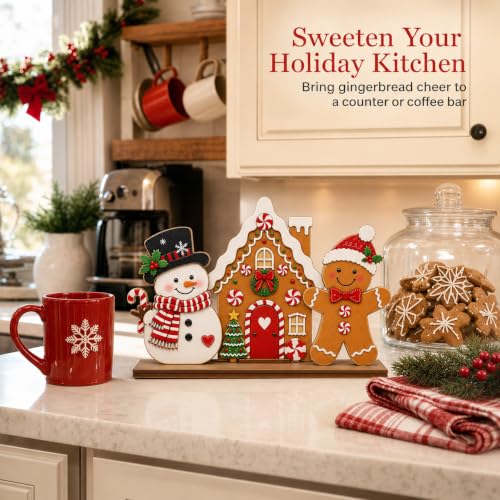 Christmas Indoor Decor Set with Wooden Scene - Festive Tabletop Display