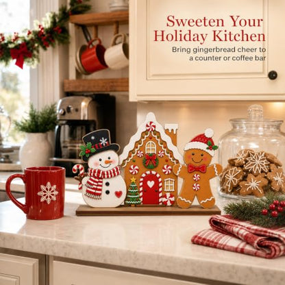 Christmas Indoor Decor Set with Wooden Scene - Festive Tabletop Display