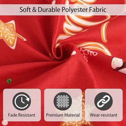 Gingerbread Man Christmas Tree Skirt 48 Inch Red & Brown Holiday Decor