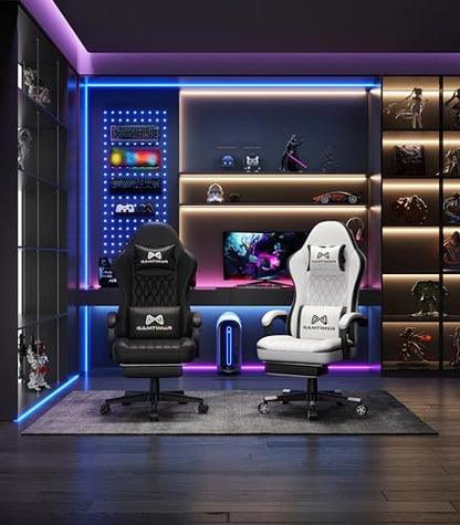 Tall Gaming Chair with Footrest - Ergonomic Computer Chair for Adults - Black
