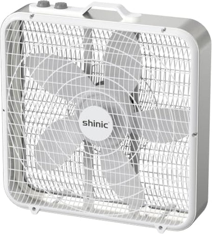 20-Inch Box Fan with Thermostat and 3-Speed Settings for Home & Office Cooling
