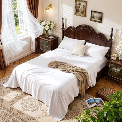 White Queen Egyptian Cotton Bed Sheet Set 1000 TC Deep Pocket 16"