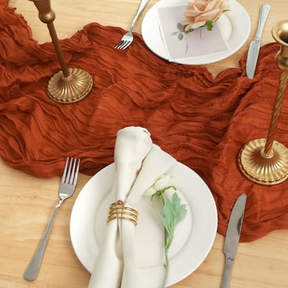 Terracotta Cheesecloth Table Runner 120 Inch Boho Wedding Decor - 8 Pack