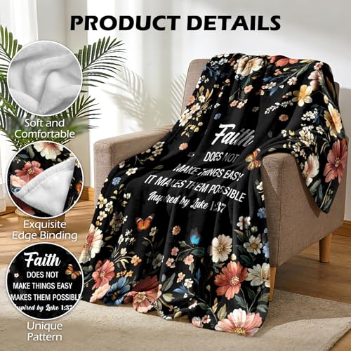 Faith Throw Blanket for Women 60x50 Inches Christian Religious Gift for Women - Inspirational Home Decor