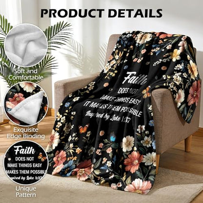 Faith Throw Blanket for Women 60x50 Inches Christian Religious Gift for Women - Inspirational Home Decor