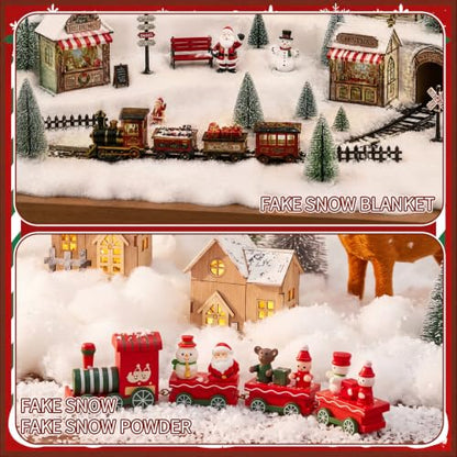Christmas Village Fake Snow Kit with LED Lights and Blanket