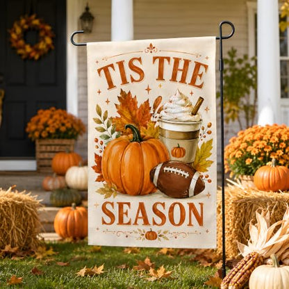Fall Garden Flag Tis the Season Thanksgiving Decor Orange Brown