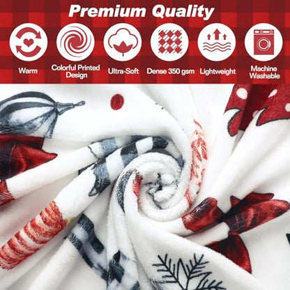 FuWeave Christmas Flannel Throw Blanket 50 x 60 Inches Buffalo Plaid