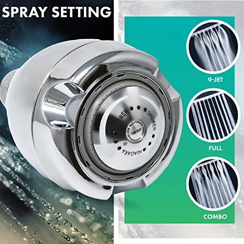 Energy Saving Fixed Shower Head 1.75 GPM Chrome 3-Spray Waterconservation