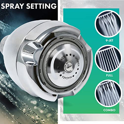 Energy Saving Fixed Shower Head 1.75 GPM Chrome 3-Spray Waterconservation