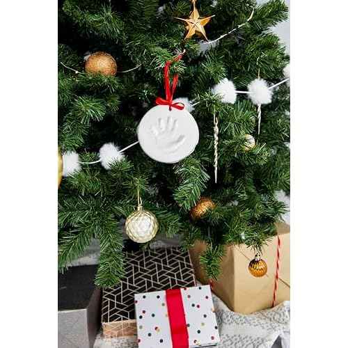 Pearhead Clay Handprint and Footprint Ornament, Baby's First Christmas, Newborn Keepsake Kit, Holiday Stocking Stuffer, Personalized Babyprint with Hanging Ribbon