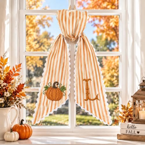 Fall Pumpkin Wreath Sash - Halloween & Autumn Door Decor, 54 Inch, Style 03