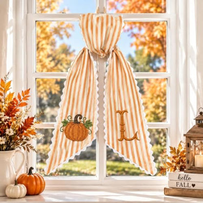 Fall Pumpkin Wreath Sash - Halloween & Autumn Door Decor, 54 Inch, Style 03