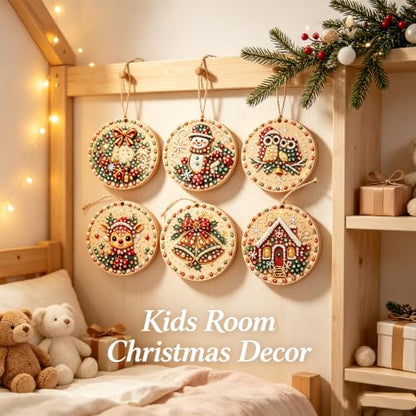 Multi-Colored Wooden Christmas Ornament DIY Craft Kit with Pearls & Gems