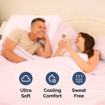 Flex Top Split Head King Sheet Set - Comfy Breathable Cooling Bed Sheets - Luxury Oeko-Tex Lavender Pink