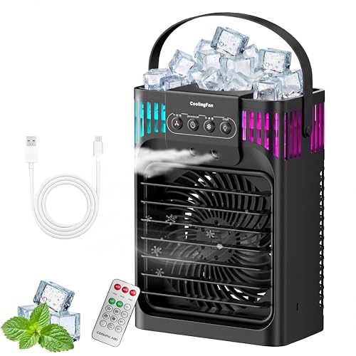 Portable Air Conditioner with 3 Speeds, Mist, 1200ML Tank, Quiet Personal Cooler