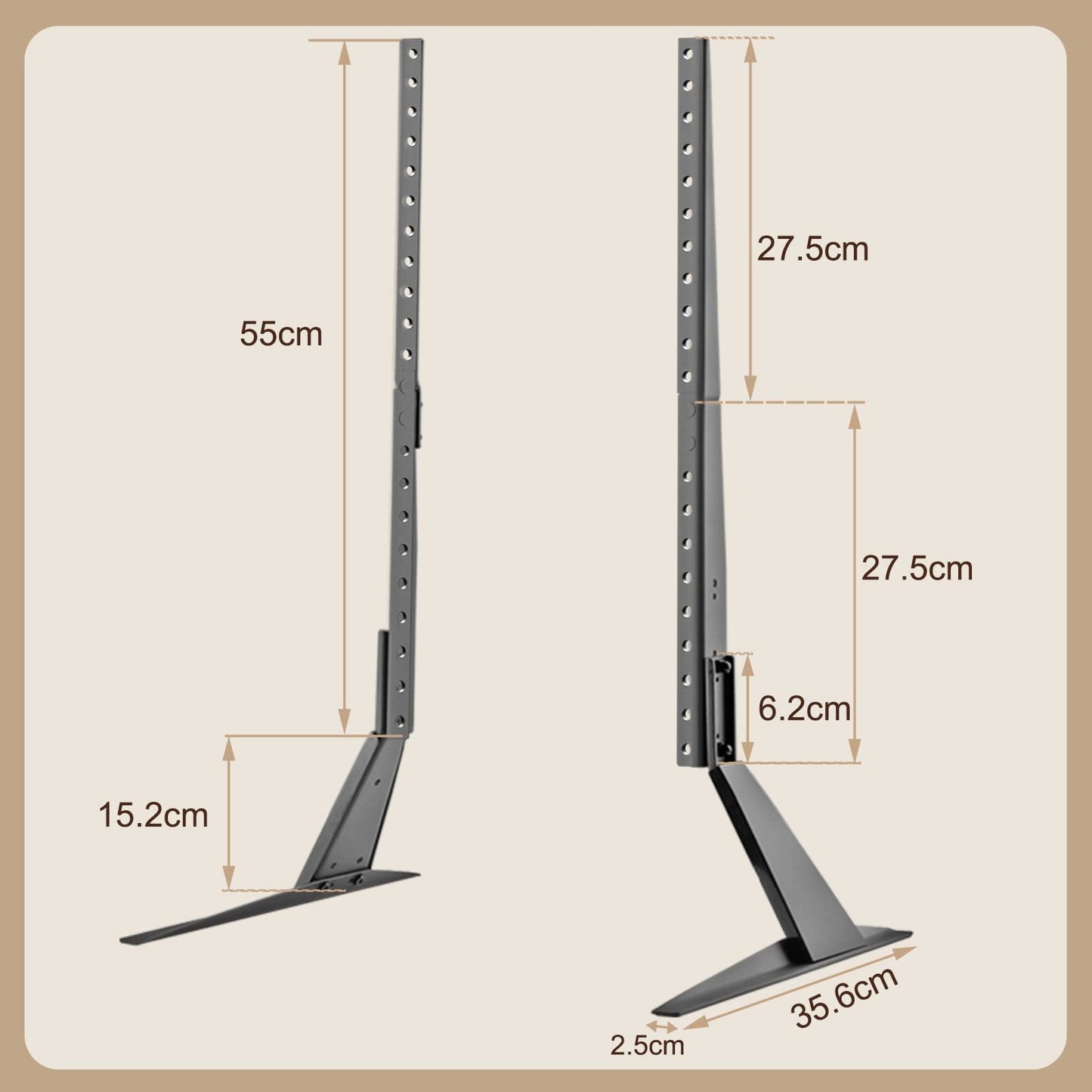 Universal TV Stand, Metal TV Legs for 20-65 inch LCD/LED/OLED/Plasma Flat&Curved Screen TV Height Adjustment with VESA 75x75mm to 800x500mm Max ML1760