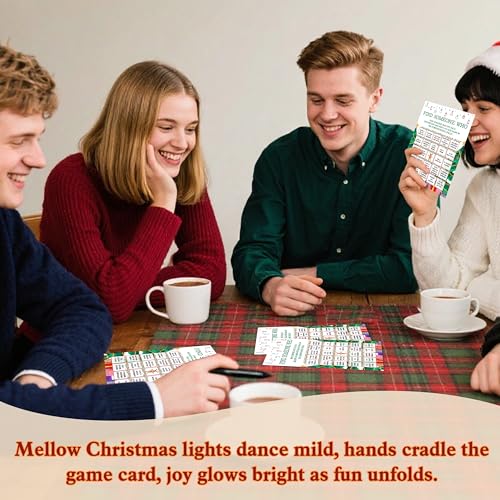 Christmas Find Someone Who Game Cards Set - Holiday Party Bingo for Adults & Families