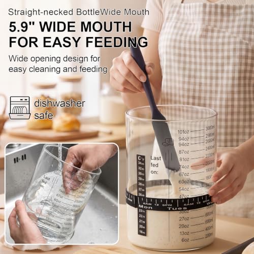 Sourdough Starter Jar Set with Accessories - 101oz Capacity for Home Baking