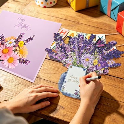 Lavender Birthday 3D Pop Up Card with Music & LED Lights – XUNXMAS