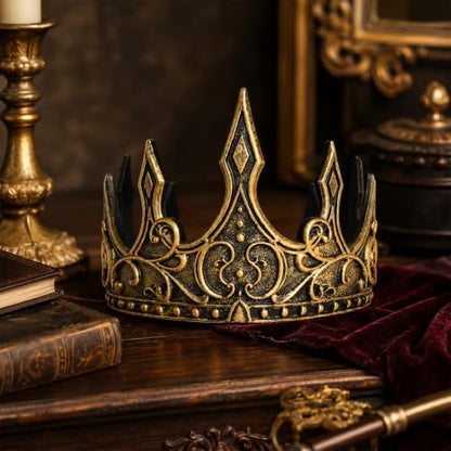 Medieval Crown Hat for Adults - Adjustable Gold Costume Headpiece