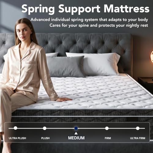 Grey 12-Inch Queen Size Mattress in a Box - Hybrid Gel Foam Support