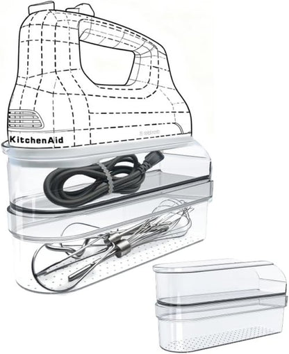 **KitchenAid Hand Mixer Storage Case - Double Layer Acrylic Organizer for KHM5/KHM6/KHM7/KHM9 Series**