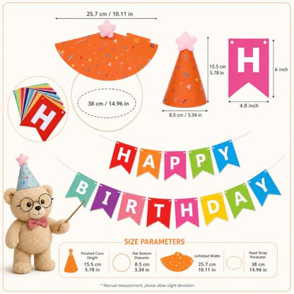 Rainbow Party Hats for Stuffed Animals & Pets - 11 pcs Mini Celebration Set