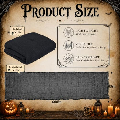 Halloween Creepy Cloth for Yard & Outdoor Decorations - Black, 80 x 600 in