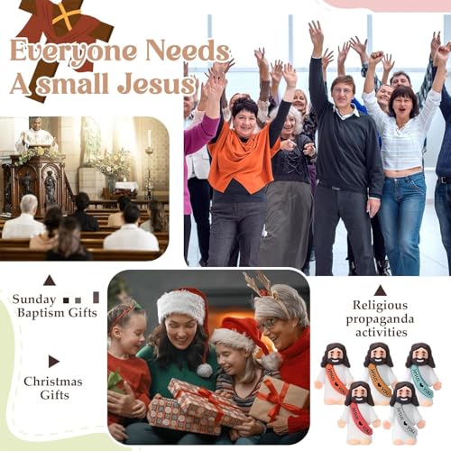 Bememo 100 Pcs Little Jesus Figures Jesus Loves You Original Design Pocket Rubber Little Figures to Hide and Seek Sunday Religious Party Share Easter Gifts(Black)