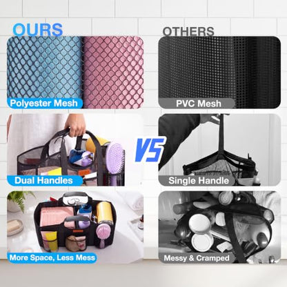 Mesh Shower Caddy with Hook and Handles for Dorms & Travel - Organize Bathroom Supplies
