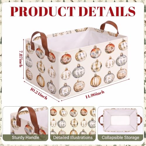 Christmas Storage Baskets Set of 6 Collapsible Cotton Gift Bins Beige Natural