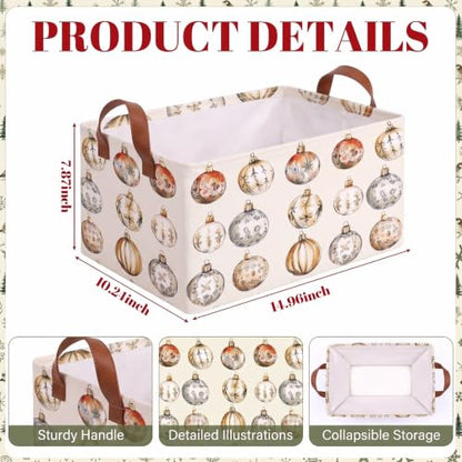 Christmas Storage Baskets Set of 6 Collapsible Cotton Gift Bins Beige Natural
