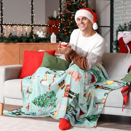 Buryeah Christmas Nutcracker Ballet Flannel Throw Blanket - Green