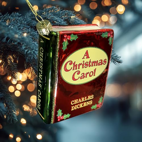 A Christmas Carol Ornament - Blown Glass Mini Book Gift for Book Lovers