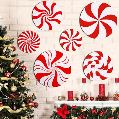Christmas Candy Wood Signs Set - Holiday Wall Decor with Lucky Symbols