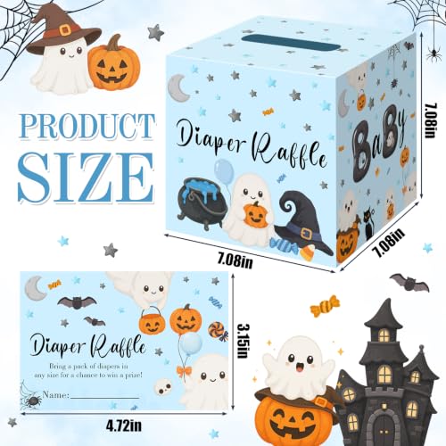 Halloween Baby Shower Diaper Raffle Box & Tickets - Ghost Pumpkin Bat Design