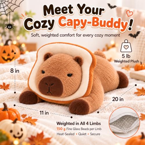Weighted Capybara Plush Animal 5 lb for Adults, Sensory & Reusable Gift