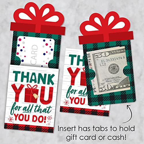Christmas Thank You Gift Card Holders Set of 8 - Holiday Themed, 4 x 5.5 Inches