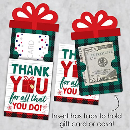 Christmas Thank You Gift Card Holders Set of 8 - Holiday Themed, 4 x 5.5 Inches