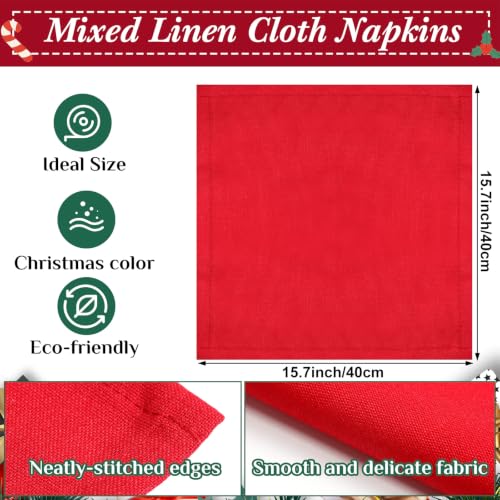 Christmas Bow Bells Polyester Napkins & Rings Set - Holiday Table Decor
