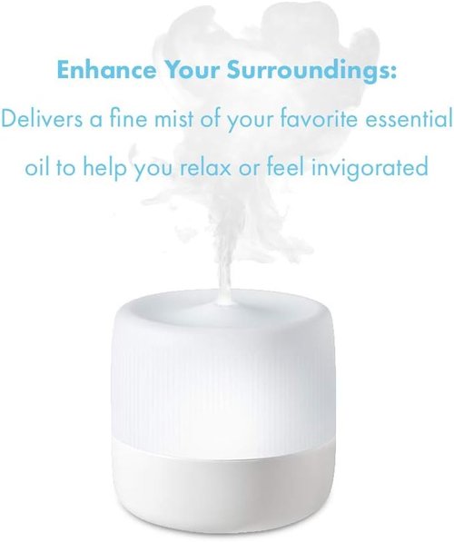 HoMedics Ultrasonic Aroma Diffuser - 130mL Humidifier with Color-Changing Light | 6 Hours Continuous Use, 12 Hours Intermittent